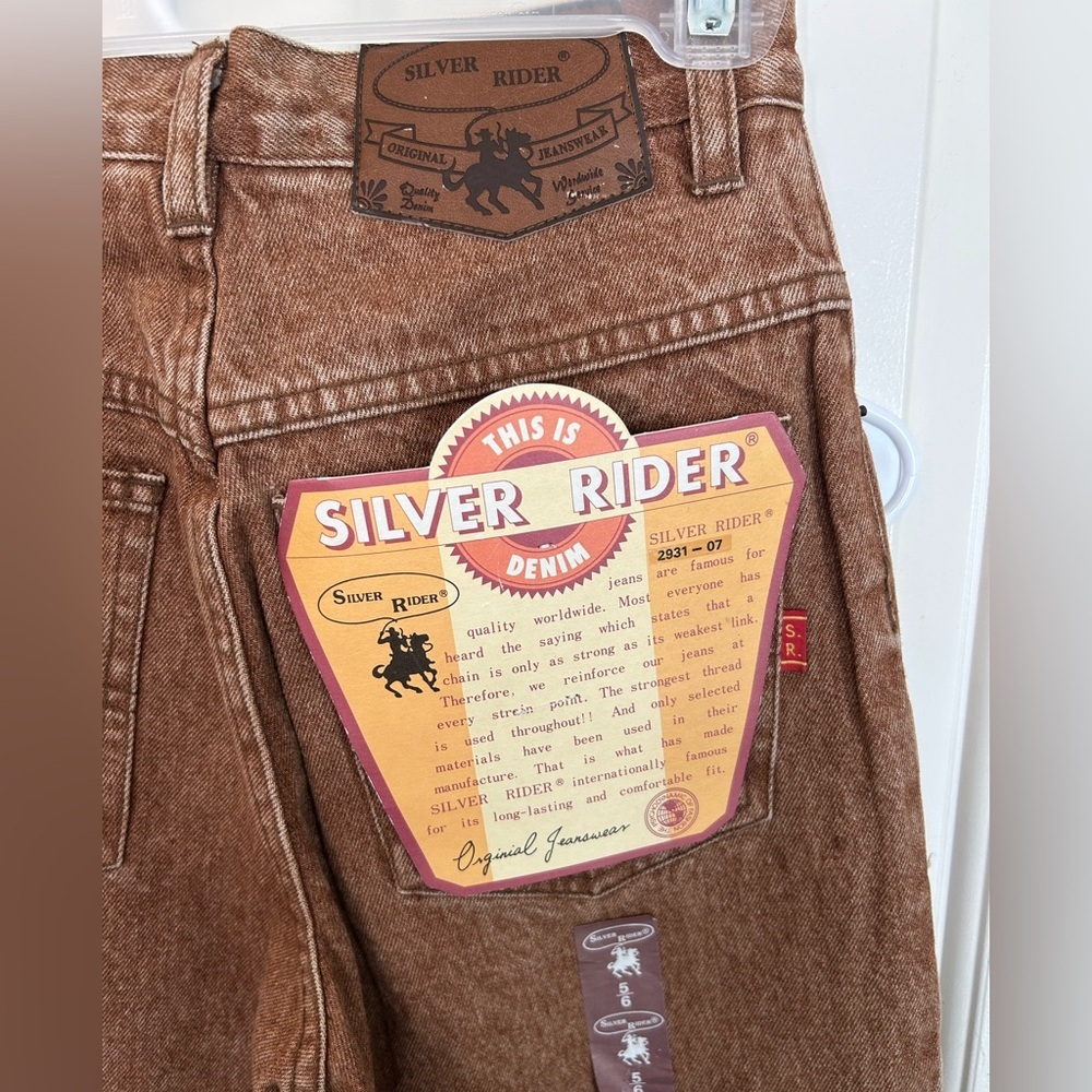 Vintage Silver Rider Denim Jeans Brown Wash New With Tags Size 5/6 - Picture 5 of 10
